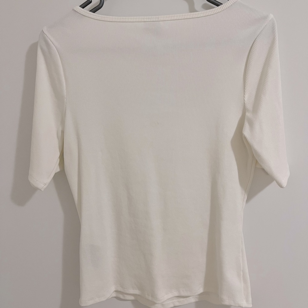 EVERNEW Square Neck Rib Tee Top - Picture 3 of 6